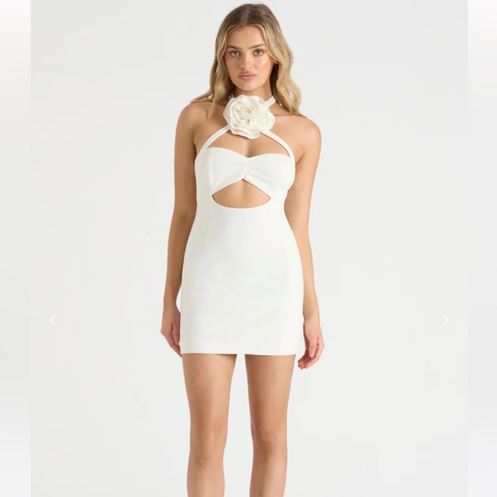 Runway the Label The Flower Mini Dress in White NWT